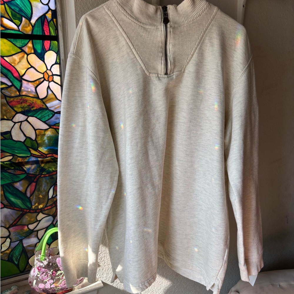 Cream Quarter-Zip Pullover